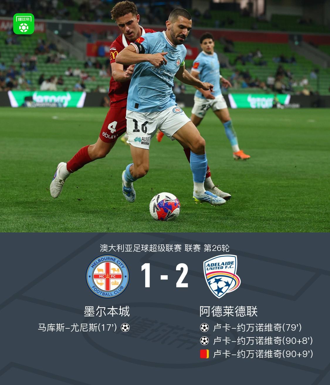 MK体育app下载-阿德莱德联2-1逆转墨尔本城，卢卡-约万诺维奇读秒绝杀+双响